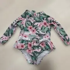 フラワープリント 長袖 ベビー水着9-12M