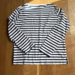 ボーダー長袖トップス ホワイト×ブルー