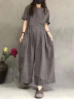 チェック柄ロングサロペット❤️春夏コーデにぴったりな可愛いギンガムデザイン