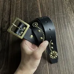 aura】 クロムエクセル 25ミリ 4ミリ厚 スタッズベルト ナローベルト