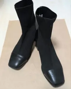 RANDA ストレッチ チャンキーヒールニットブーツ M23.5cm