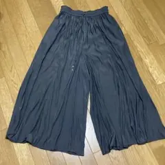 GLOBAL WORKさらさらサテンフレアワイドパンツ スミクロL
