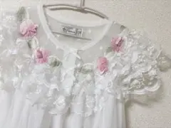 vintage 貴重　たっぷりレース　お花とリボン　ネグリジェ　ワンピース vintage 貴重 たっぷりレース お花とリボン ネグリジェ ワンピース