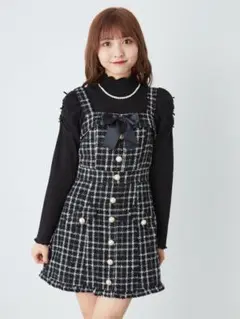 Ank Rouge フロントボタンツイードジャンスカ