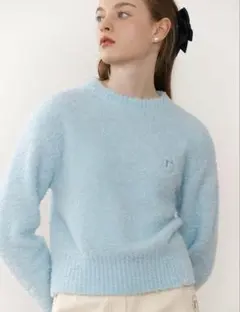 Rolarola クルーネッククロップドニット ライトブルー F 韓国