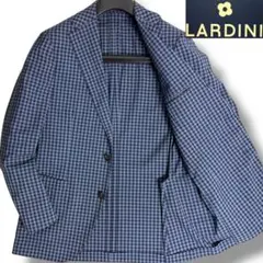 LARDINI 46サイズ 極美品 チェック柄 テーラードジャケット LARDINI チェック柄 テーラードジャケット