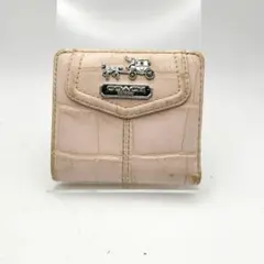 希少レア】COACHクロコベージュ二つ折り財布 - メルカリ