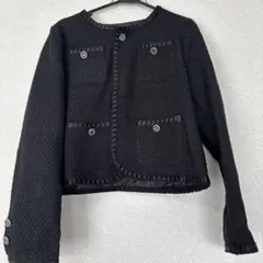 ノーカラージャケット 黒 L ポケット付き