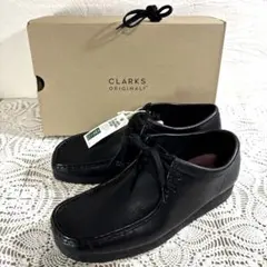 新品✨Clarks クラークス Wallabee レザー 黒 UK8 タグ箱付属