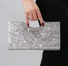 クラッチバッグ 結婚式 パーティーバッグ シルバー グリッター キラキラ 披露宴