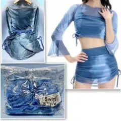 セパレートタイプ　ラッシュガード　露出控えめ水着＊Lサイズ＊ダイダイプリントのサムネイル