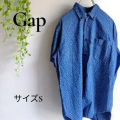 b2332　ギャップ　GAP　半袖シャツ　S　総柄　メンズ　夏物　ブルー系