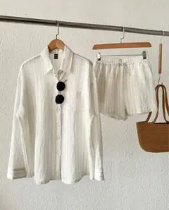 SHEIN Elamini シャツ&ショートパンツセットアップ