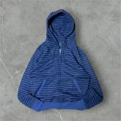 00s archive zip up hoodie ボーダー Y2K ブルー M