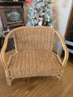 ラタン アーム付き小型チェア