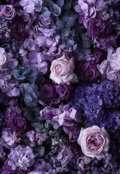 シーチング綿100%生地幅110cm×100cm.紫陽花と薔薇.1910