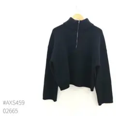 ナノユニバース ハーフジッププルオーバー長袖リブニット ブラック F