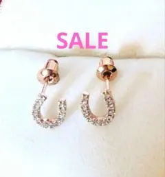 S925 馬蹄形　ホースシュー ピアス ローズゴールド