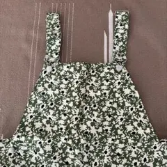 ZARA 花柄サロペット オーバーオール グリーン L