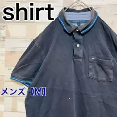 YF27【US輸入】TOMMY HILFIGER　ポロシャツ【メンズM】ブラック