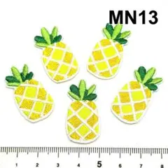MN13 アイロンワッペン パイナップル5枚 果物モチーフ 刺繍