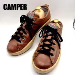 未使用 美品 CAMPER カンペール ウッド レザー 本皮 サンダル 38 黒 靴 スエード レディース 箱有り 保証書有 札幌 ν
