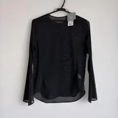 【新品】UNIQLO シアークルーネックシャツ ブラック L