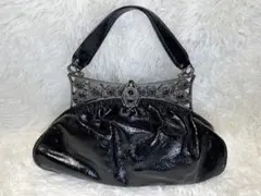 HAMANO 傅濱野 サンピエトロ ビジュー がま口 ハンドバッグ 極美品