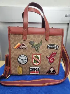 【美品】COACH トート シグネチャー キャンバス ウィズ パッチ C6846