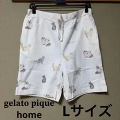 ジェラートピケ 猫 ハーフパンツ Lサイズ CATモチーフショートパンツ オム