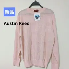 【新品タグ付】Austin Reed メンズ ニット Ｌ ピンク 麻混 編み柄