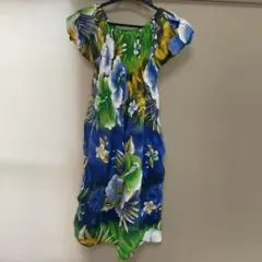 ワンピース　ハワイアン　フラダンス用ドレス XL 100%レーヨン 花柄