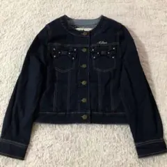 メゾピアノ　デニムジャケット Gジャン　ボア　リボン　パール　165 LL