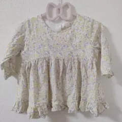 petit main 花柄フリル七分丈袖シャツ 90cm