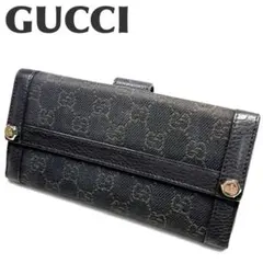 極美品】GUCCI レザー×キャンバス 二つ折り財布 GG総柄 スタッズ 黒