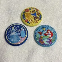 ディズニー 刺繍缶バッジ 第2弾 シンデレラ リトル・マーメイド 美女と野獣