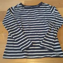 ストライプ柄 長袖カットソー ネイビー ホワイト
