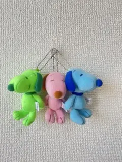 希少　スヌーピー ピンク　ブルー　グリーン　マスコット　ぬいぐるみ　セット