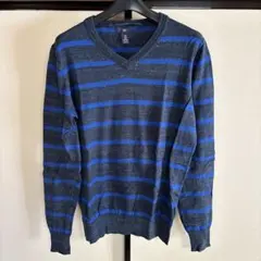 Gap Vネック ニット セーター ボーダー ネイビー XS