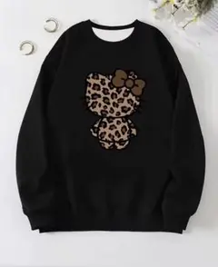 ハローキティ ヒョウ柄 ブラック スウェット
