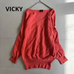 【ビッキー】長袖ニット　チュニック　アンゴラ混　Vネック　無地　フェミニン（2）