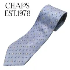 【お洒落な一品】CHAPS　ラルフローレン　犬総柄　ライトブルー　シルクネクタイのサムネイル