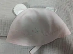 ミキハウス☆耳付きピンクベビー帽子 Sサイズ