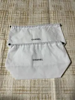 CHANEL ホワイト巾着ポーチ 2個セット
