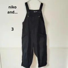 niko and... ニコアンド 綿100% 黒 サロペット 無地 ブラック