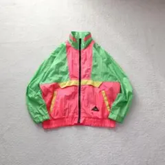 80s〜90s ネオンカラー ナイロンジャケット M レトロ アウトドア