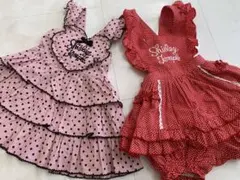 シャーリーテンプル♡ピンクドット♡赤ドットグレコセット♡90センチ♡ワンピース