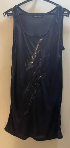 ヒステリックグラマー スパンコール稲妻装飾 黒タンクトップ