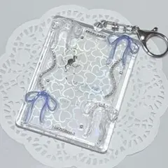No.041トレカケース キーホルダー ブルー リボン