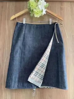 ☆BURBERRY BLUE LABELラップスカート　ノバチェック デニム38のサムネイル